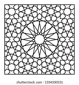Template for laser cutting. Decorative panel with oriental geometric pattern.