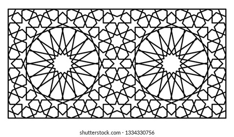 Template for laser cutting. Decorative panel with oriental geometric pattern.