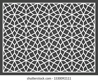 Template for laser cutting. Decorative panel with oriental geometric pattern.