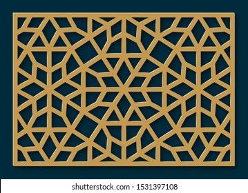 Template for laser cutting. Decorative panel with oriental geometric pattern.