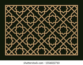 Template for laser cutting. Decorative panel with oriental geometric pattern.