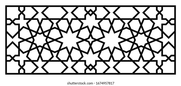 Template for laser cutting. Decorative panel with oriental geometric pattern.