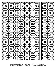Template for laser cutting. Decorative panel with oriental geometric pattern.