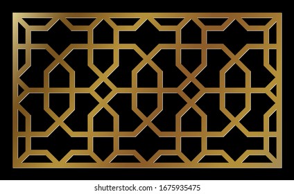  Vorlage zum Laserschneiden. Dekorative Tafel mit orientalischem geometrischem Muster.