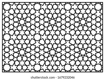 Template for laser cutting. Decorative panel with oriental geometric pattern.