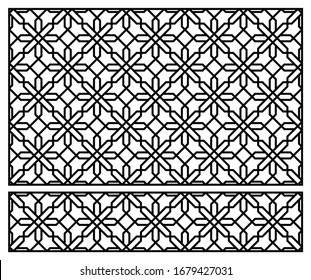 Template for laser cutting. Decorative panel with oriental geometric pattern.