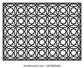 Template for laser cutting. Decorative panel with oriental geometric pattern.