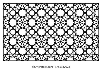 Template for laser cutting. Decorative panel with oriental geometric pattern.