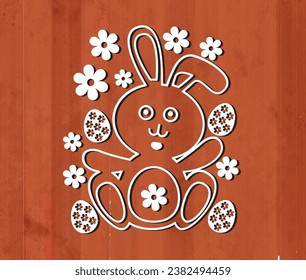 Template for laser cutting. Easter with a long mane. For cutting any material. For the design of Postcards, invitations, decor elements, and Easter decorations. Vector