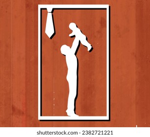 Template for laser cutting. Father's Day typography design with a long mane. For cutting any material. For the design of Postcards, invitations, decor elements, and Christmas decorations. Vector