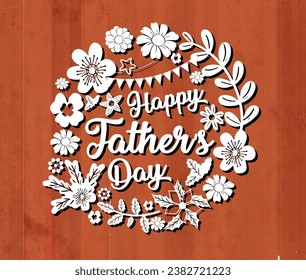 Template for laser cutting. Father's Day typography design with a long mane. For cutting any material. For the design of Postcards, invitations, decor elements, and Christmas decorations. Vector