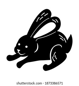 Template for laser cutting forest animals. Vector silhouette of a hare. Design for decorating postcards, posters.