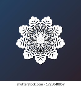 Template laser cutting mandala from paper, plywood, iron CNC silhouette ornament.