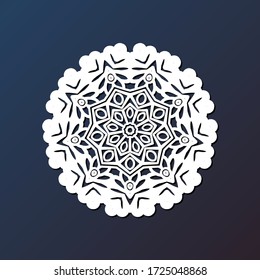 Template laser cutting mandala from paper, plywood, iron CNC silhouette ornament.
