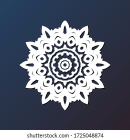 Template laser cutting mandala from paper, plywood, iron CNC silhouette ornament.
