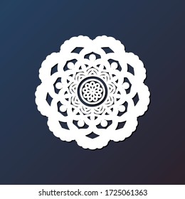 Template laser cutting mandala from paper, plywood, iron CNC silhouette ornament.