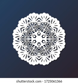 Mandala de corte láser de plantilla a partir de papel, contrachapado, ornamento de silueta CNC de hierro.