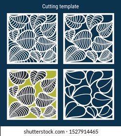 template for laser cutting on wood or paper in the form of leaves similar to hearts in four versions