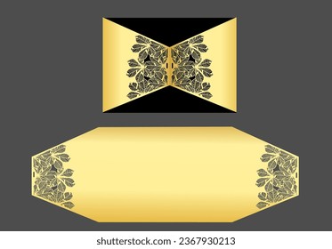 Template for laser cutting. Openwork postcard for the gate. Invitation envelope with lace pattern. Vector illustration. Greeting card.