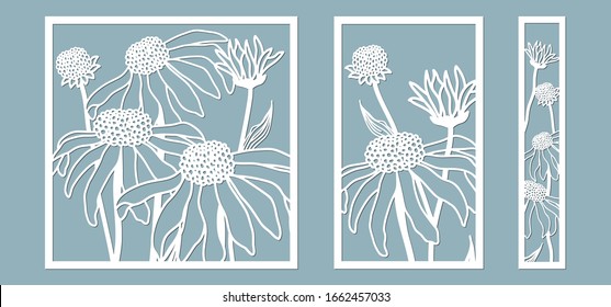 template for laser cutting and Plotter. Flowers, leaves, bouquet for decoration. Vector illustration. lily. plotter and screen printing. serigraphy