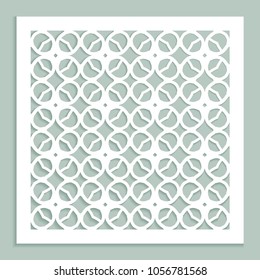 Template for laser cutting, plotter cutting, printing. Square line pattern. Geometric design cut out of paper. Linear Islamic die cut ornament. Fretwork panels, cutout silhouette stencils