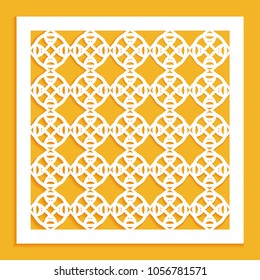 Template for laser cutting, plotter cutting, printing. Square line pattern. Geometric design cut out of paper. Linear Islamic die cut ornament. Fretwork panels, cutout silhouette stencils