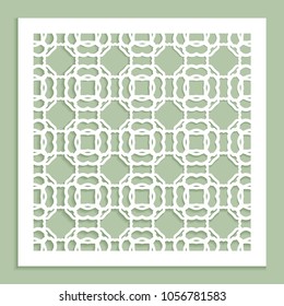 Template for laser cutting, plotter cutting, printing. Square line pattern. Geometric design cut out of paper. Linear Islamic die cut ornament. Fretwork panels, cutout silhouette stencils