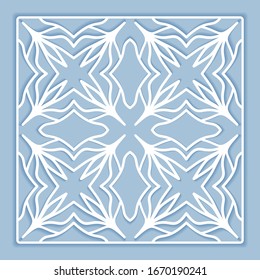 Template for laser cutting, plotter cutting, printing. Islamic square pattern. Geometric line design, cut out of paper. Mandala die cut ornament. Fretwork panels, cutout silhouette stencils