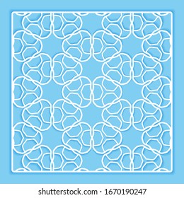 Template for laser cutting, plotter cutting, printing. Islamic square pattern. Geometric line design, cut out of paper. Mandala die cut ornament. Fretwork panels, cutout silhouette stencils