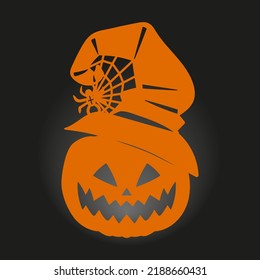 Plantilla para corte láser. Calabaza Jack en un sombrero. Para el diseño de tarjetas de Halloween, invitaciones, decoraciones de fiestas. Para cortar cualquier material. Vector