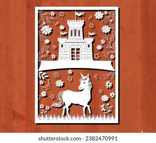 Template for laser cutting. Unicorn with a long mane. For cutting any material. For the design of Postcards, invitations, decor elements, and Christmas decorations. Vector