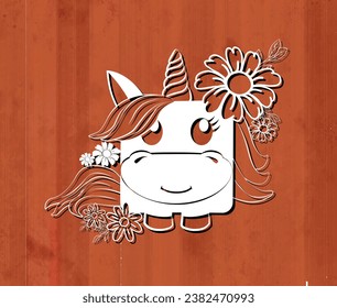 Template for laser cutting. Unicorn with a long mane. For cutting any material. For the design of Postcards, invitations, decor elements, and Christmas decorations. Vector