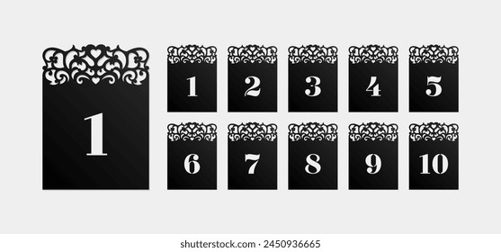 Template for laser cutting of wedding cards.
