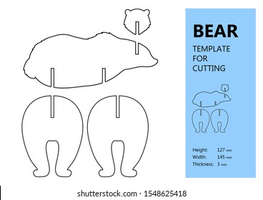 Template For Laser Cutting, Wood Carving, Paper Cut. Silhouette Of Bear. Vector Illustration