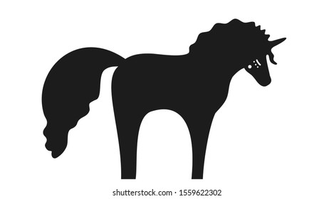 Template for laser cutting, wood carving, paper cut. Silhouette of unicorn. Vector illustration