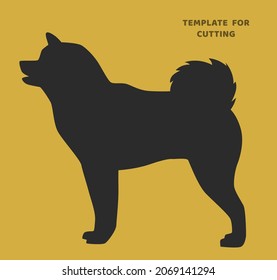 Template for laser cutting, wood carving, paper cut. Shiba Dog silhouettes for cutting. Dog vector stencil.