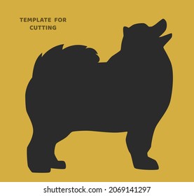 Template for laser cutting, wood carving, paper cut. Spitz Dog silhouettes for cutting. Dog vector stencil.