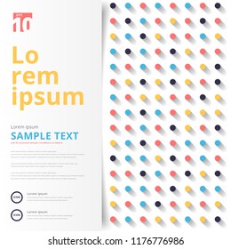 Template layout abstract striped 3D point circles dots colorful and shadow on white background. Vector illustration