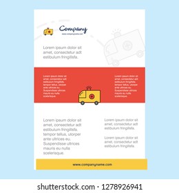 Template layout for Ambulance comany profile ,annual report, presentations, leaflet, Brochure Vector Background