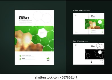 Template Layout Of Annual Report, Brochure, Cover, Magazine, Catalog, Flyer Or Booklet. Front Page And Back Page. Spot UV Coating. A4 Vector