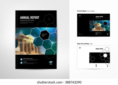 Template Layout Of Annual Report, Brochure, Cover, Magazine, Catalog, Flyer Or Booklet. Front Page And Back Page. Spot UV Coating. A4, Easy To Edit