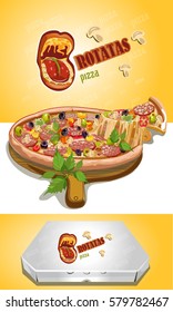 The template layout appetizing pizza with mushrooms .Vector illustration