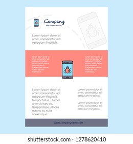 Template layout for Bug on a smartphone  comany profile ,annual report, presentations, leaflet, Brochure Vector Background