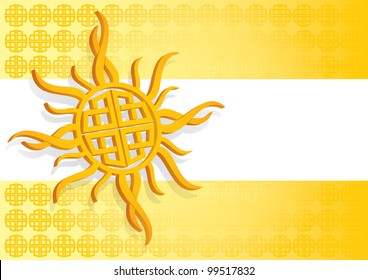 Template layout with celtic sun and decoration - vector illustration