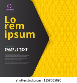 Template layout cover design presentation, brochure, poster, banner, leaflet, annual report on yellow hexagon pattern background. Vector illustration