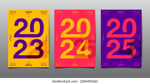 template layout design 2023, 2024, 2025, typography,  cover book. presentation abstract flat background.