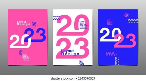 template layout design 2023, typography,  cover book. presentation abstract flat background.