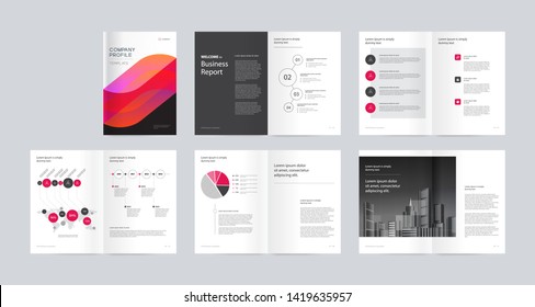 Template Layout Design With Cover Page For Company Profile ,annual Report , Brochures, Flyers, Presentations, Leaflet, Magazine,book . And Vector A4 Size For Editable.