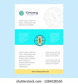 Template layout for Dollar globe  comany profile ,annual report, presentations, leaflet, Brochure Vector Background