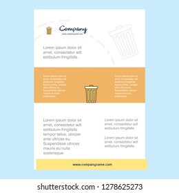 Template layout for Dustbin comany profile ,annual report, presentations, leaflet, Brochure Vector Background